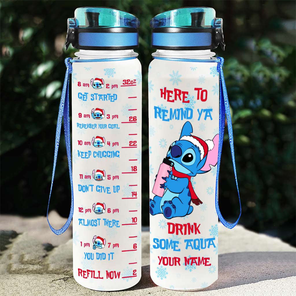 Personalized Water Tracker Bottle with Time Markers for Christmas Gift