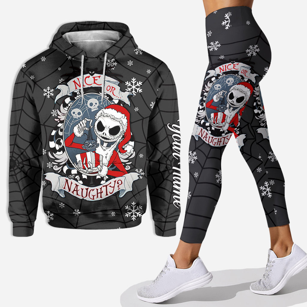 Personalized Nice or Naughty Christmas Hoodie & Leggings Set for Women