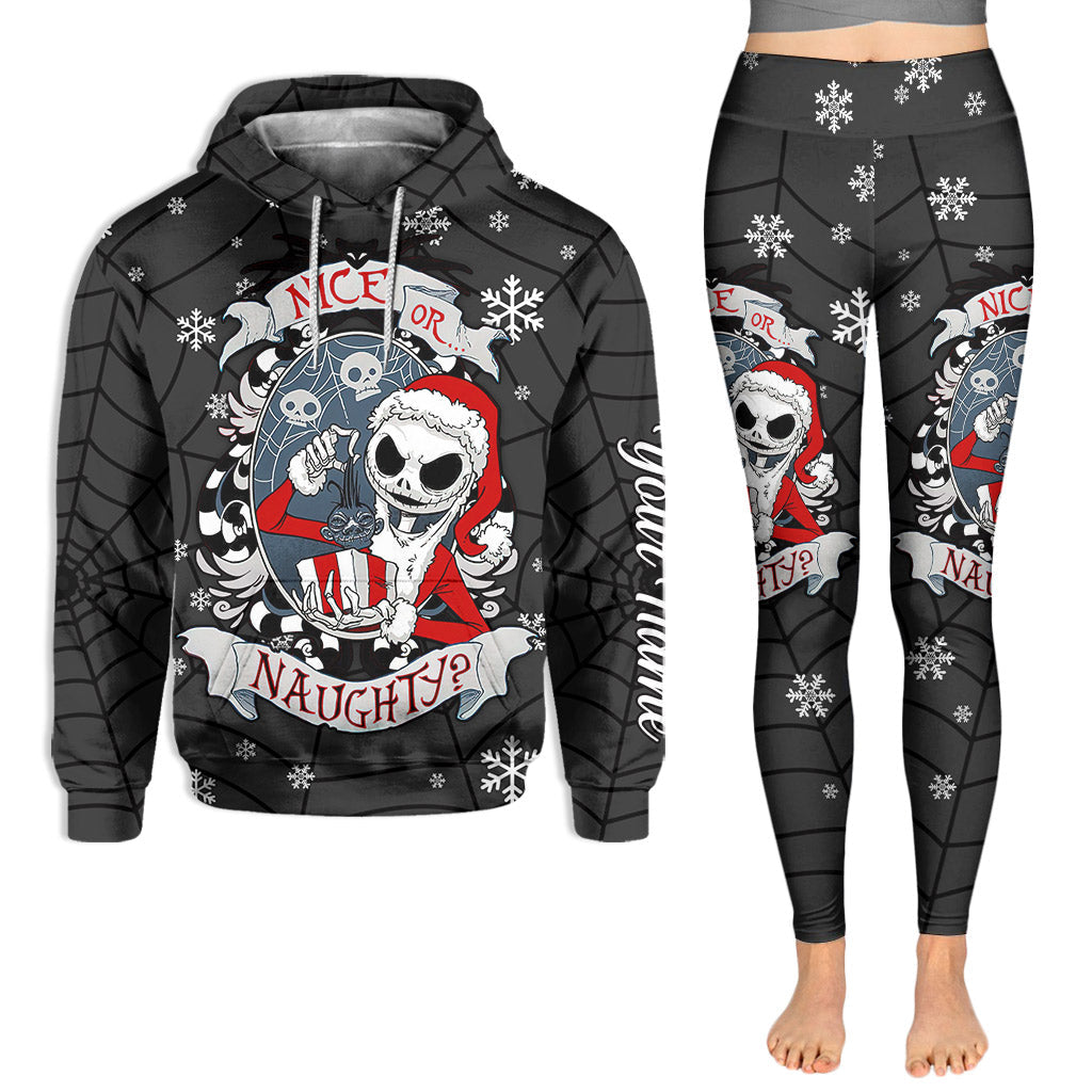 Personalized Nice or Naughty Christmas Hoodie & Leggings Set for Women