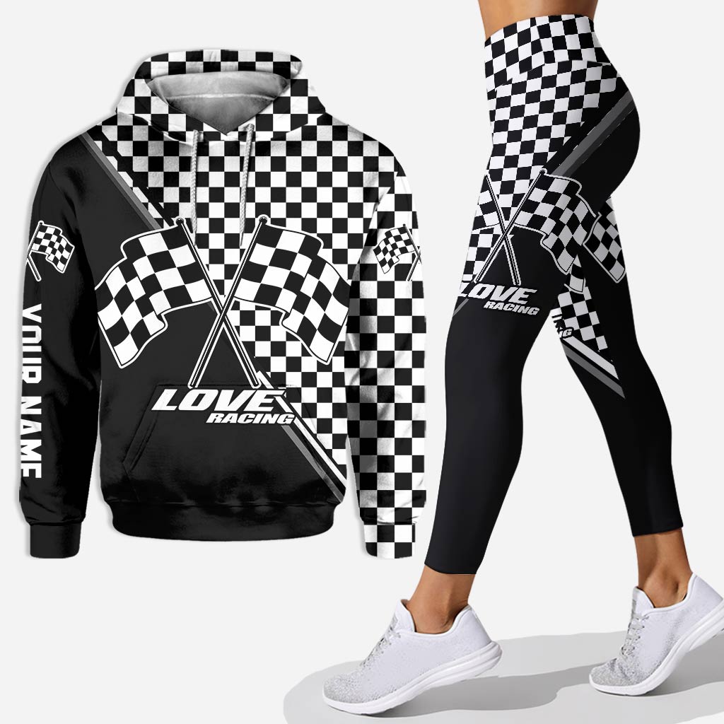 Personalized Racing Hoodie and Leggings Set Custom Name Gift