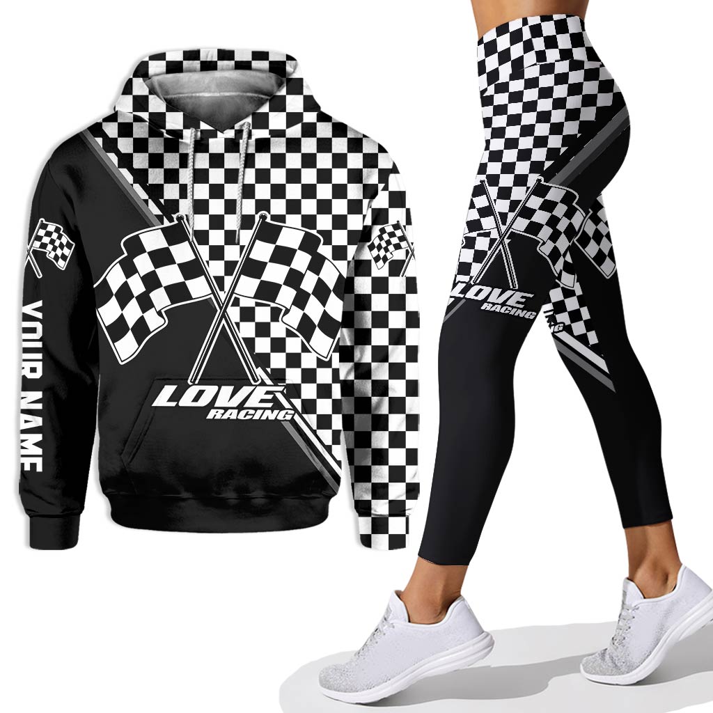 Personalized Racing Hoodie and Leggings Set Custom Name Gift