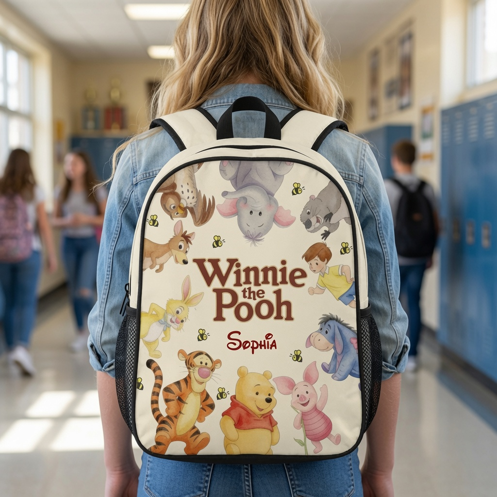 Personalized Winnie the Pooh School Backpack Set for Kids