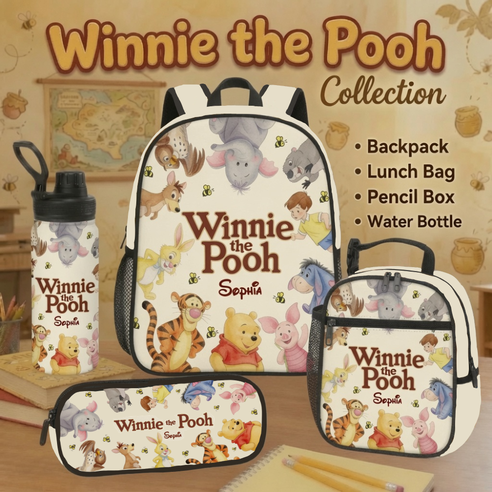 Personalized Winnie the Pooh School Backpack Set for Kids
