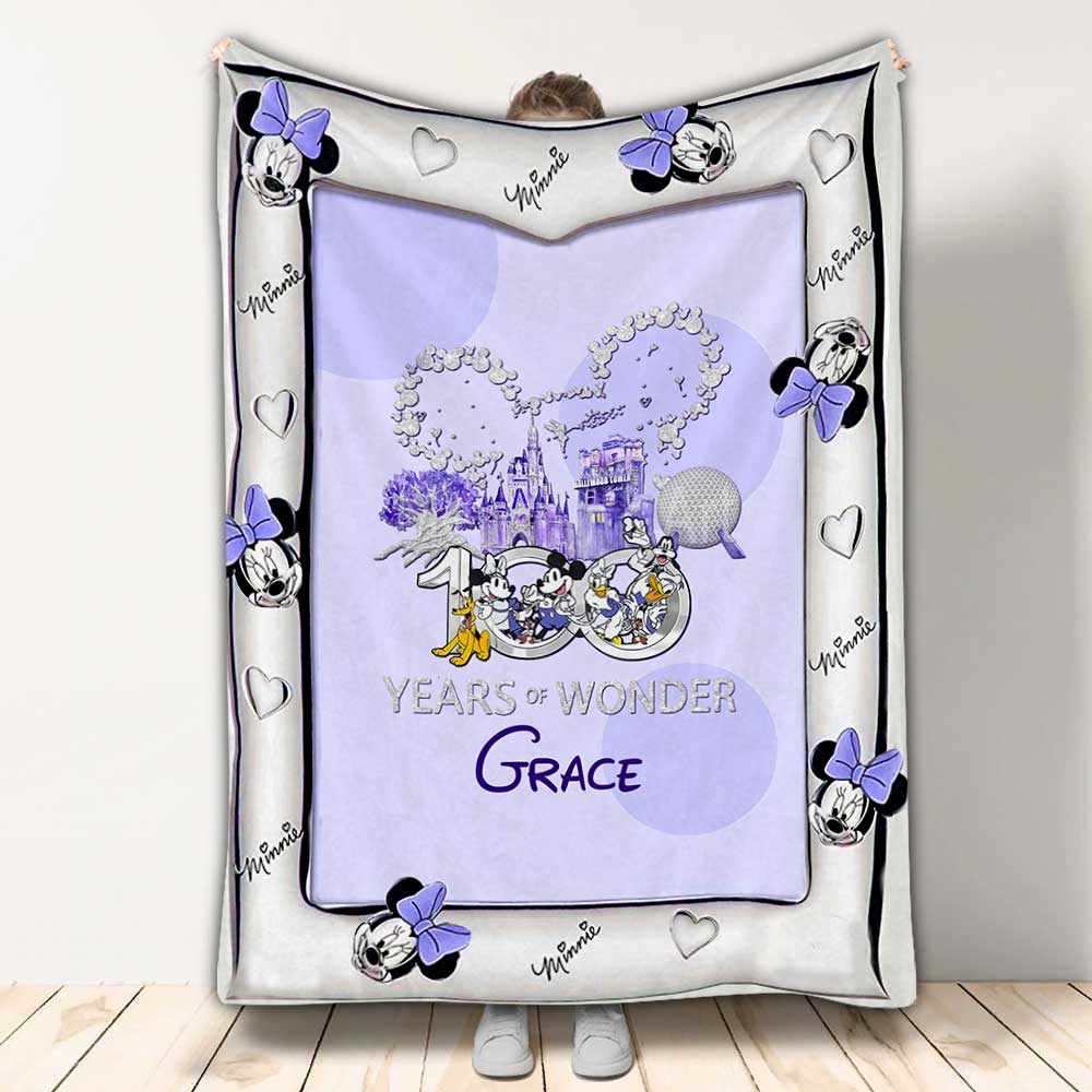 Personalized 100 Years of Wonder Mouse Blanket Gift for Kids