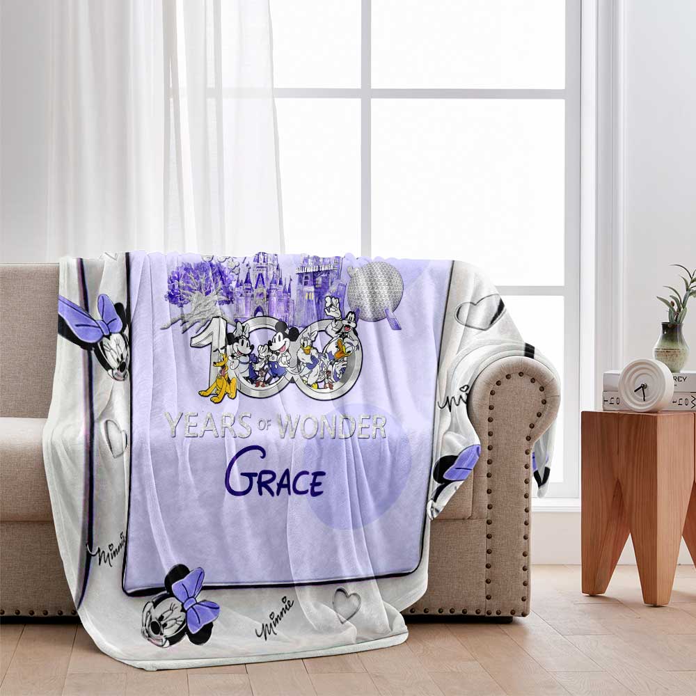 Personalized 100 Years of Wonder Mouse Blanket Gift for Kids