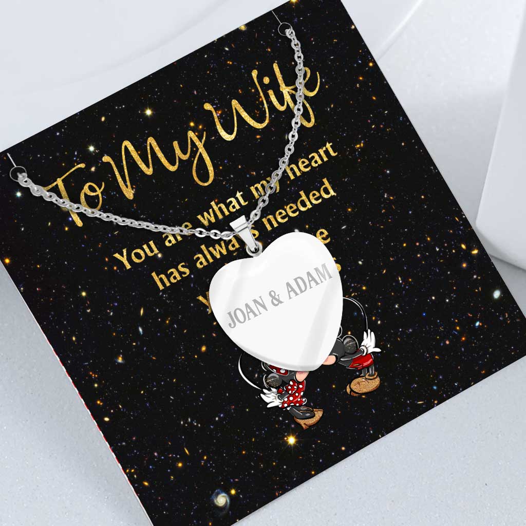 Personalized Heart Pendant Necklace Custom Couple Gift for Wife