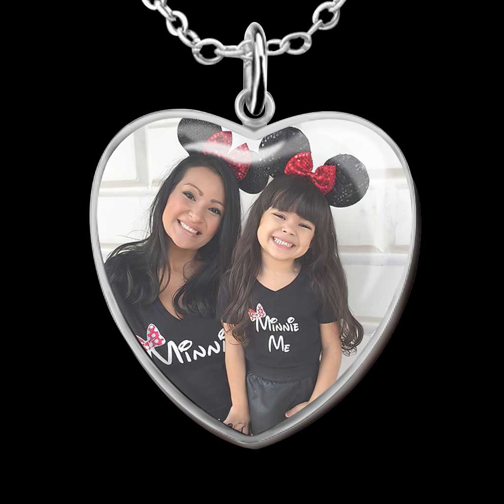 Personalized Heart Pendant Necklace with Custom Photo for Daughter