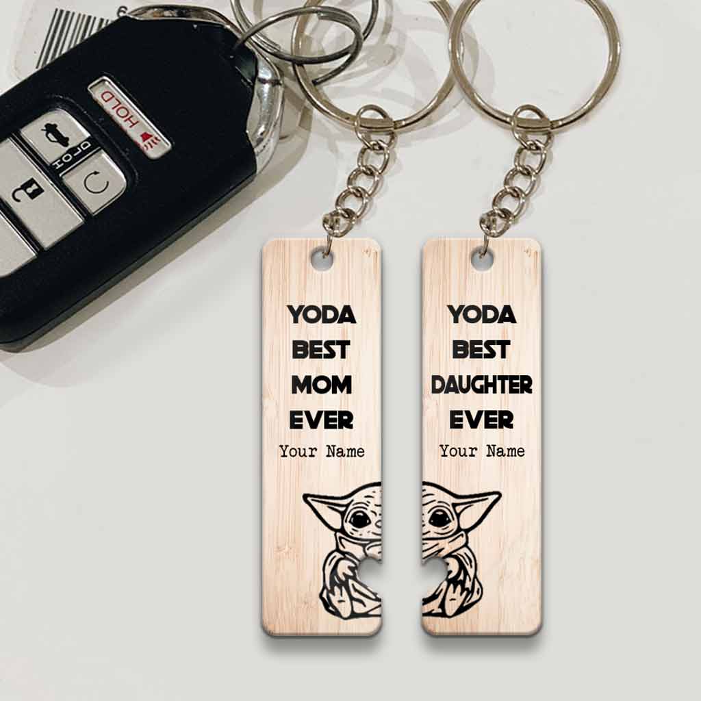 Personalized Yoda Mom and Daughter Keychain Custom Name Gift