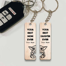 Load image into Gallery viewer, Personalized Yoda Mom and Daughter Keychain Custom Name Gift
