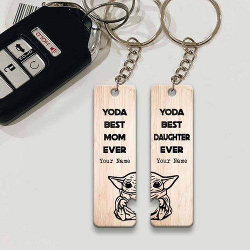Personalized Yoda Mom and Daughter Keychain Custom Name Gift