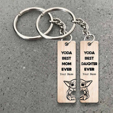 Load image into Gallery viewer, Personalized Yoda Mom and Daughter Keychain Custom Name Gift
