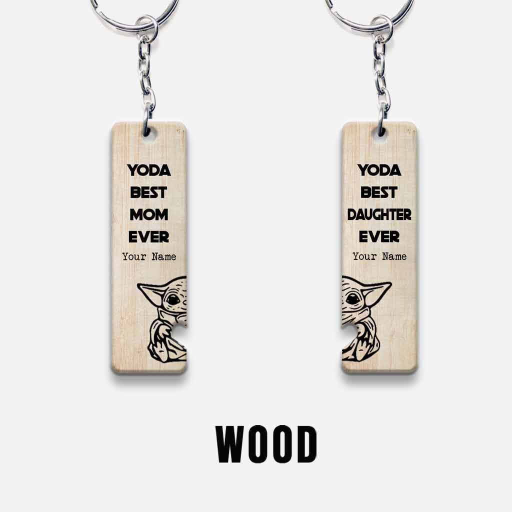 Personalized Yoda Mom and Daughter Keychain Custom Name Gift