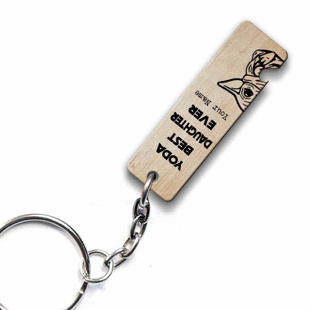 Personalized Yoda Mom and Daughter Keychain Custom Name Gift