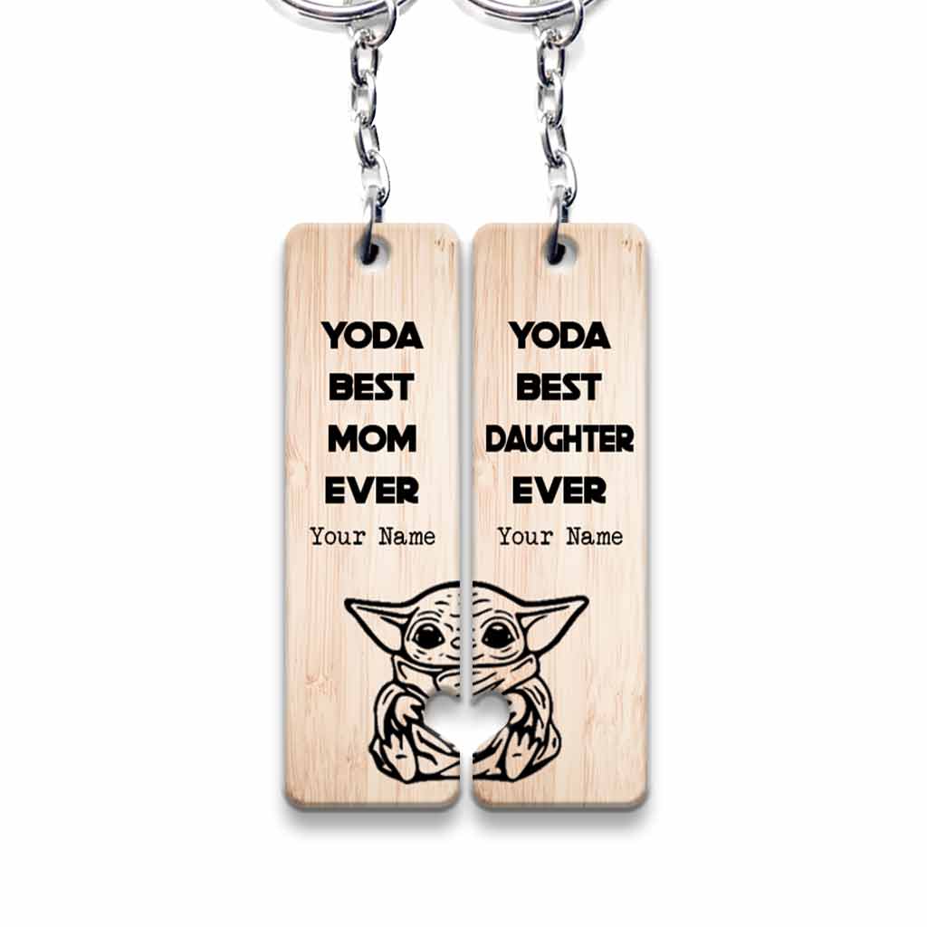 Personalized Yoda Mom and Daughter Keychain Custom Name Gift