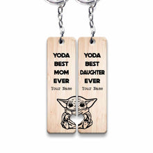 Load image into Gallery viewer, Personalized Yoda Mom and Daughter Keychain Custom Name Gift
