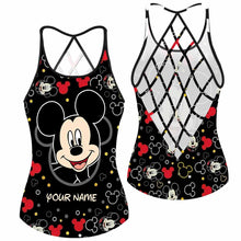 Load image into Gallery viewer, Personalized Mickey Mouse Cross Tank Top Custom Name Summer Gift
