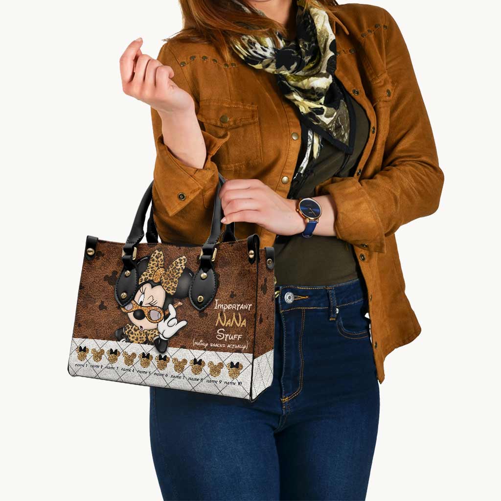 Personalized Grandma Leather Handbag Unique Gift for Nana