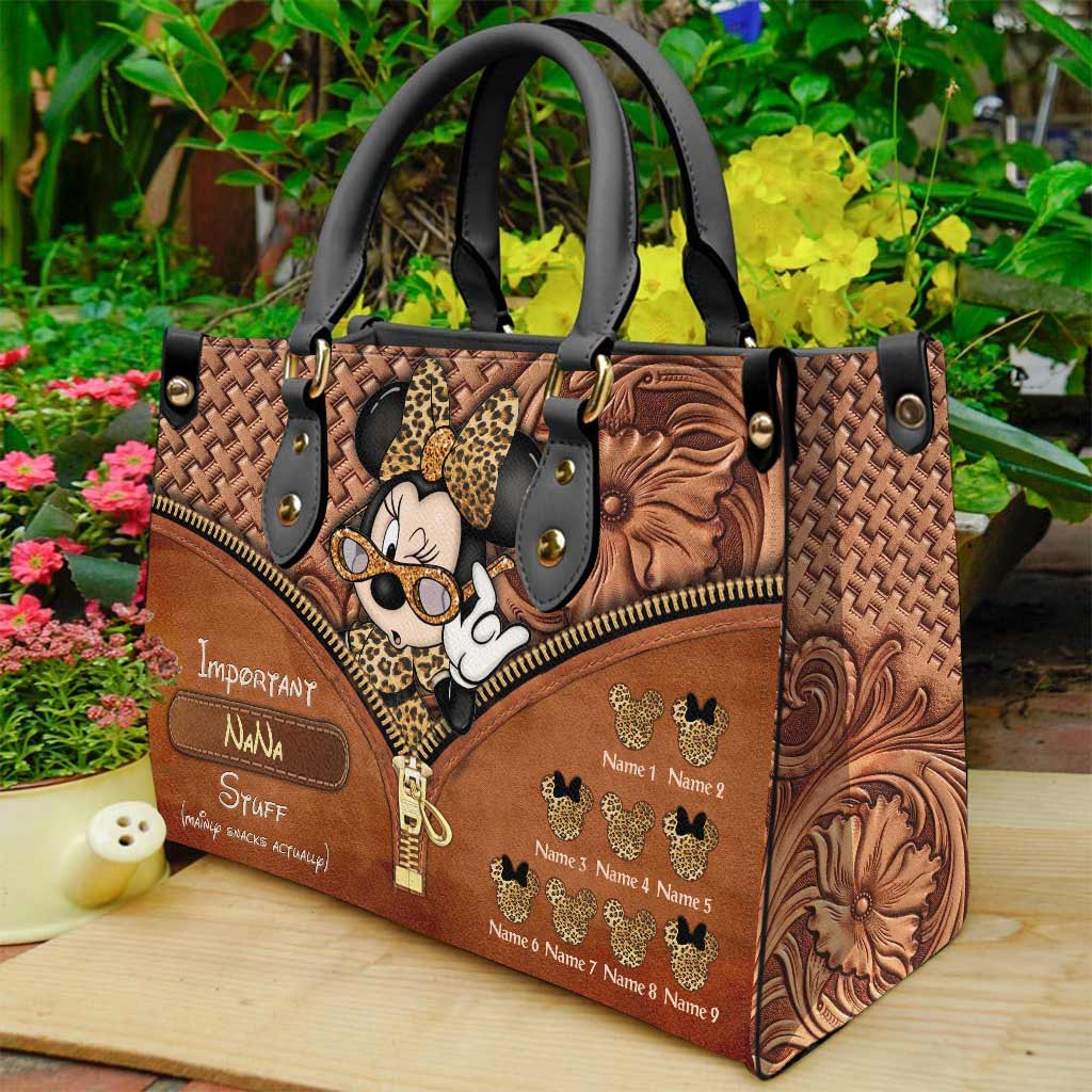 Personalized Leather Handbag for Grandma with Custom Name