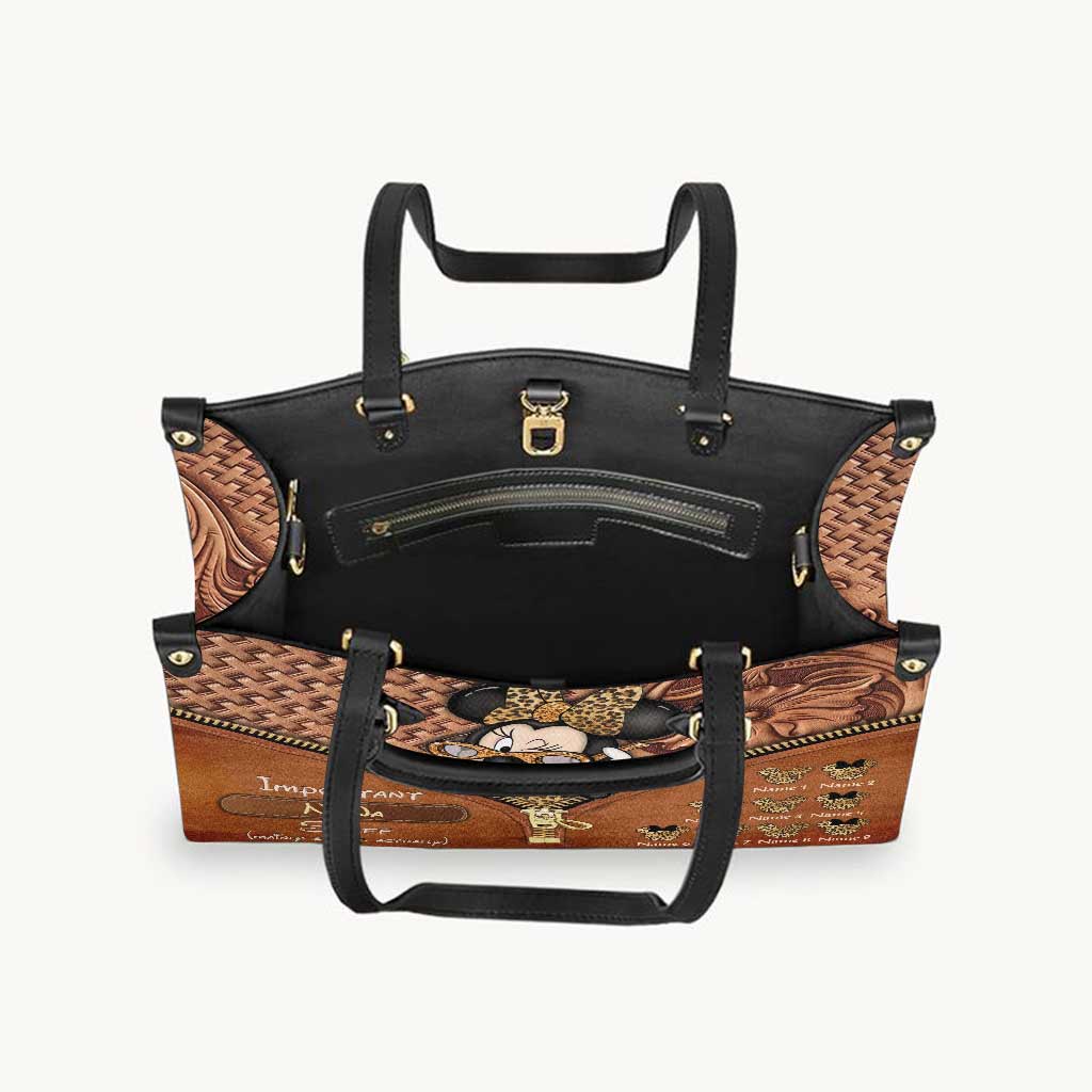 Personalized Leather Handbag for Grandma with Custom Name
