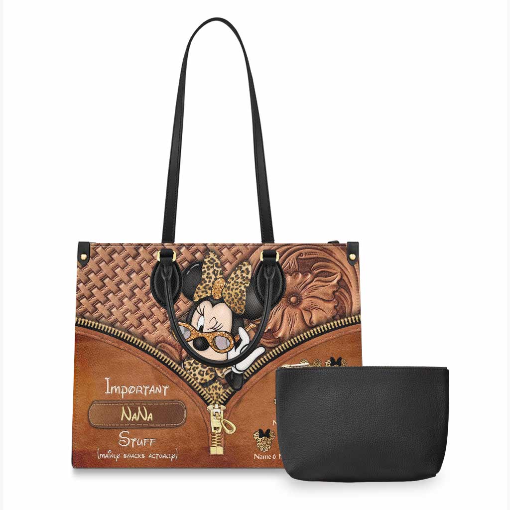 Personalized Leather Handbag for Grandma with Custom Name