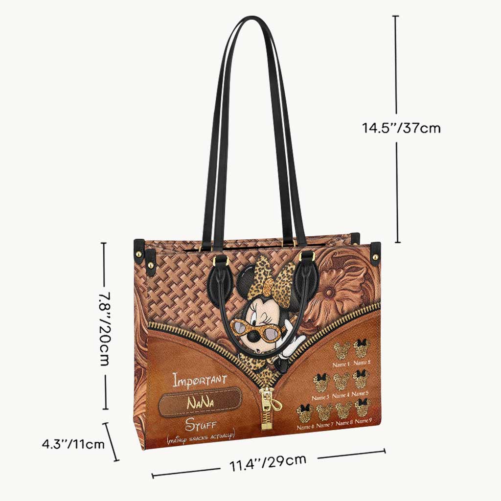 Personalized Leather Handbag for Grandma with Custom Name