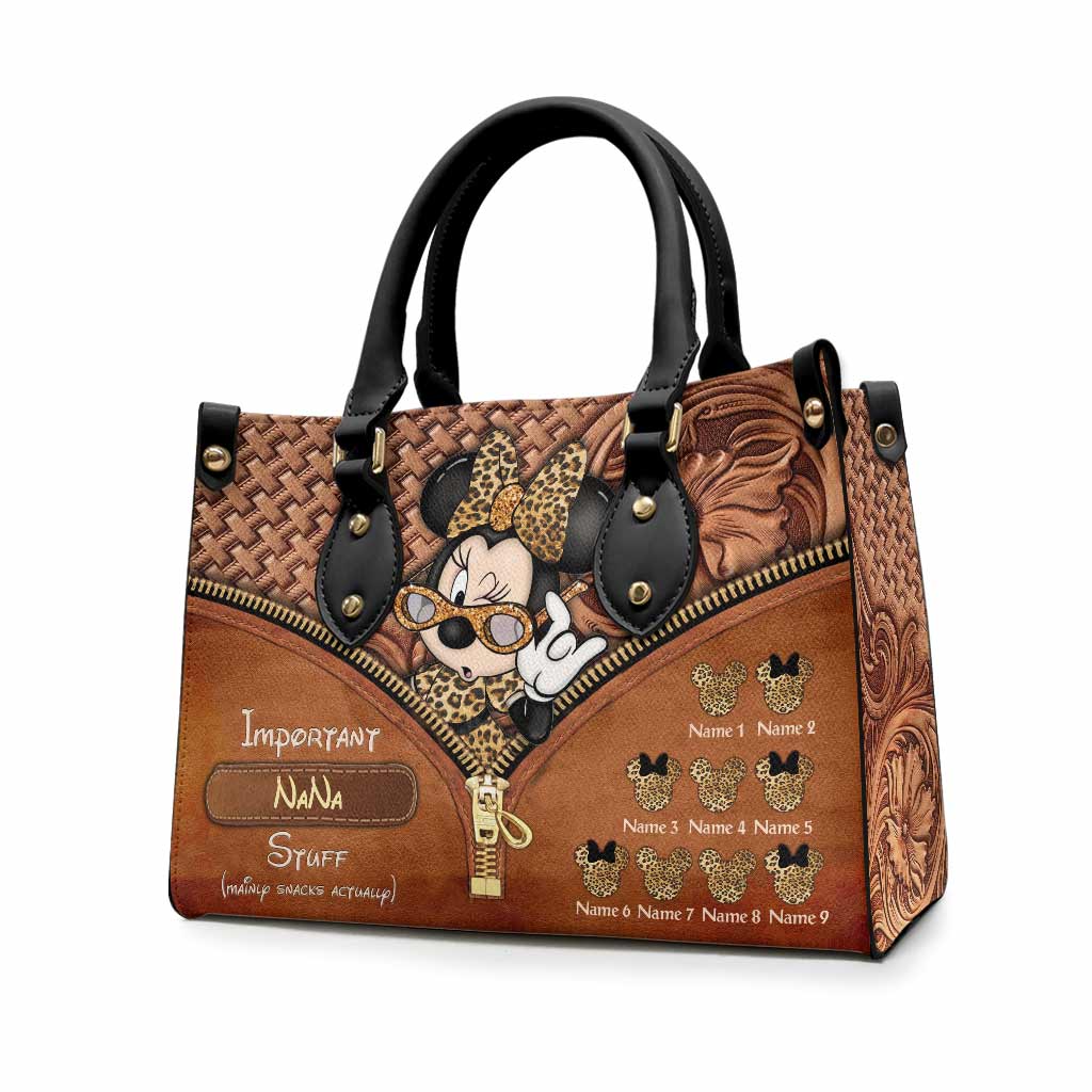 Personalized Leather Handbag for Grandma with Custom Name