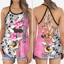 Load image into Gallery viewer, Personalized Cute Pink Mouse Ears Cross Tank Top Gift for Mom

