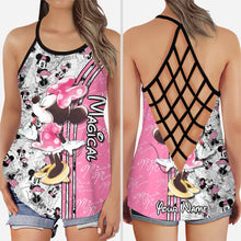 Load image into Gallery viewer, Personalized Cute Pink Mouse Ears Cross Tank Top Gift for Mom
