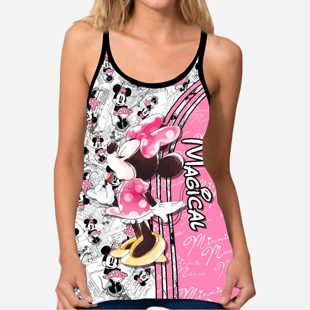 Personalized Cute Pink Mouse Ears Cross Tank Top Gift for Mom