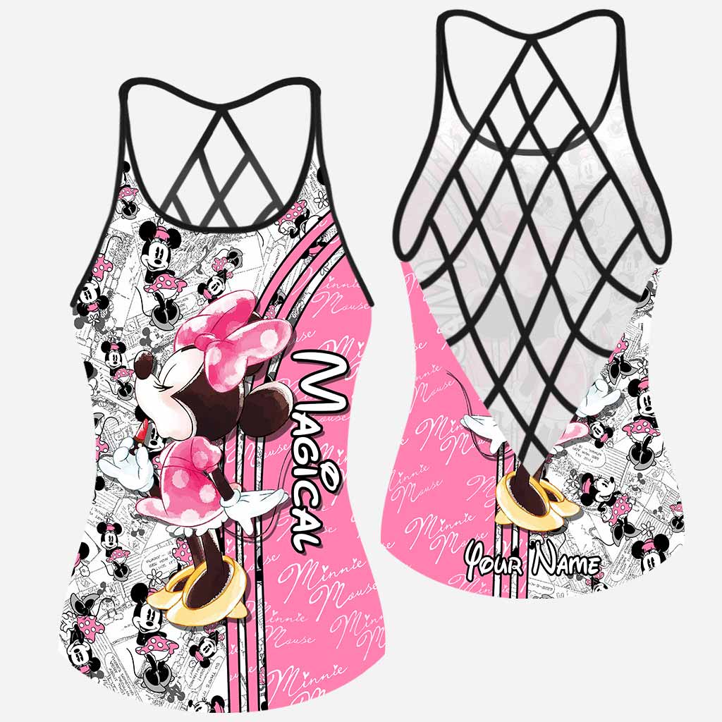 Personalized Cute Pink Mouse Ears Cross Tank Top Gift for Mom