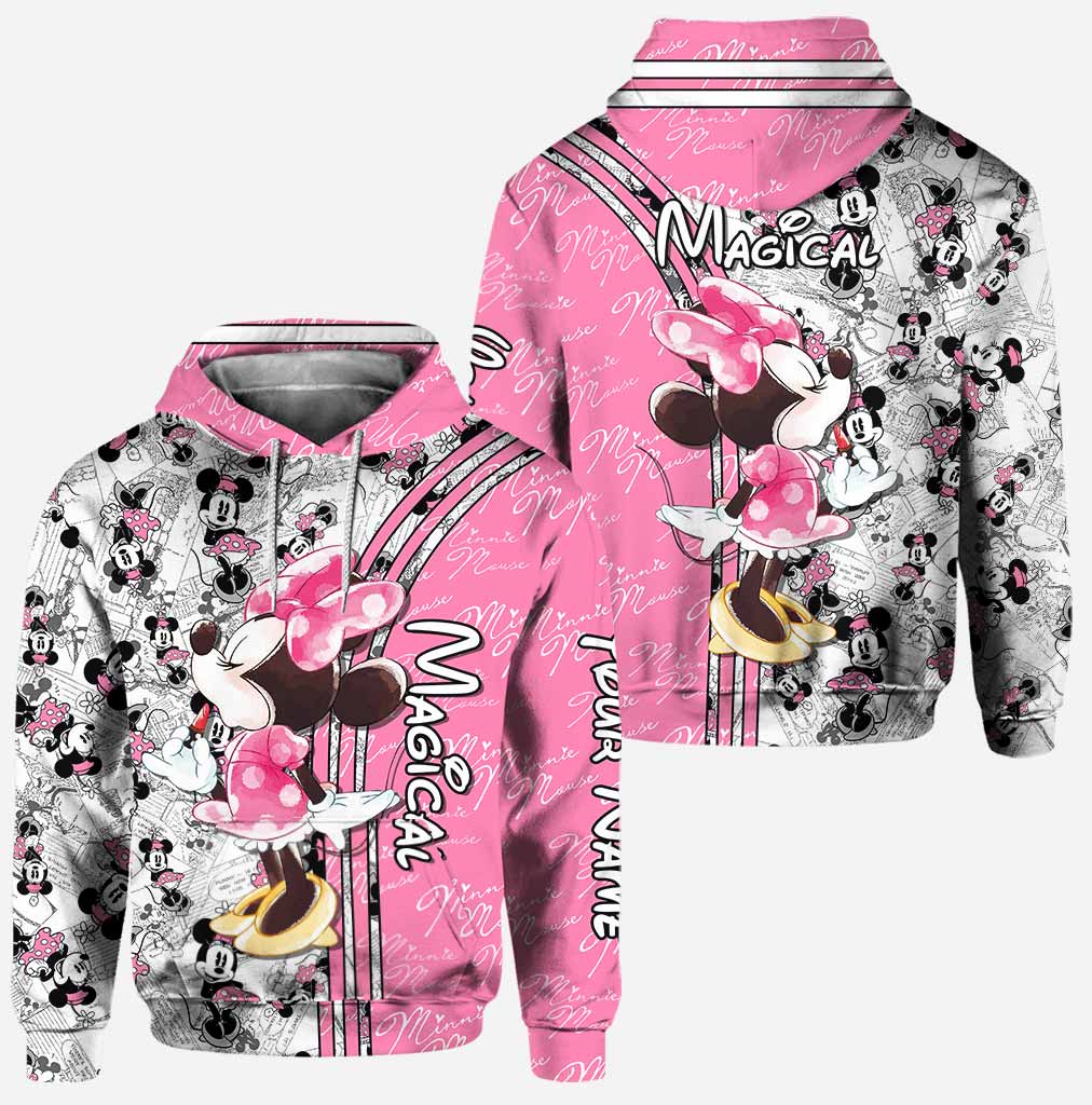 Personalized Cute Pink Mouse Ears Hoodie & Leggings Set
