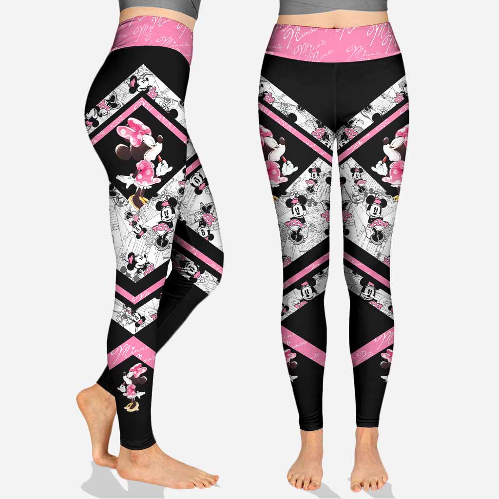 Personalized Cute Pink Mouse Ears Hoodie & Leggings Set