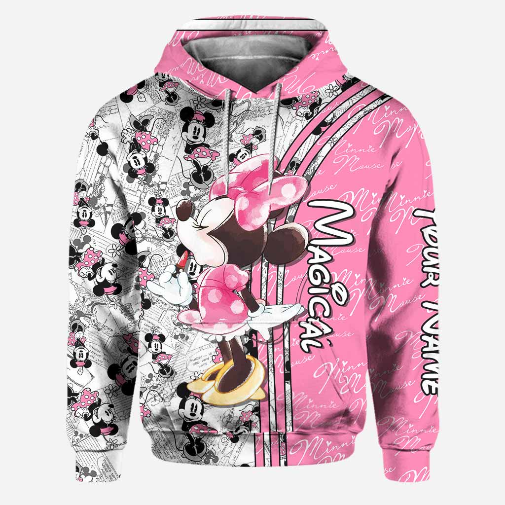 Personalized Cute Pink Mouse Ears Hoodie & Leggings Set