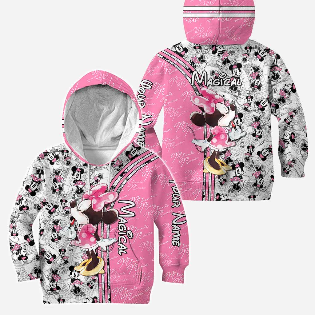Personalized Cute Pink Mouse Ears Hoodie & Leggings Set