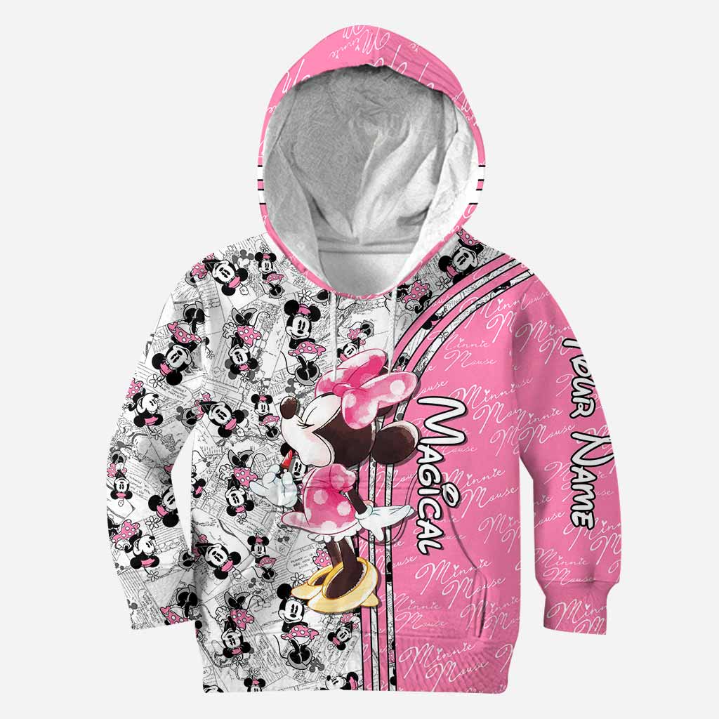 Personalized Cute Pink Mouse Ears Hoodie & Leggings Set