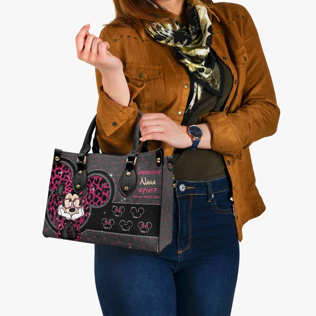 Personalized Leather Handbag for Grandma with Custom Names