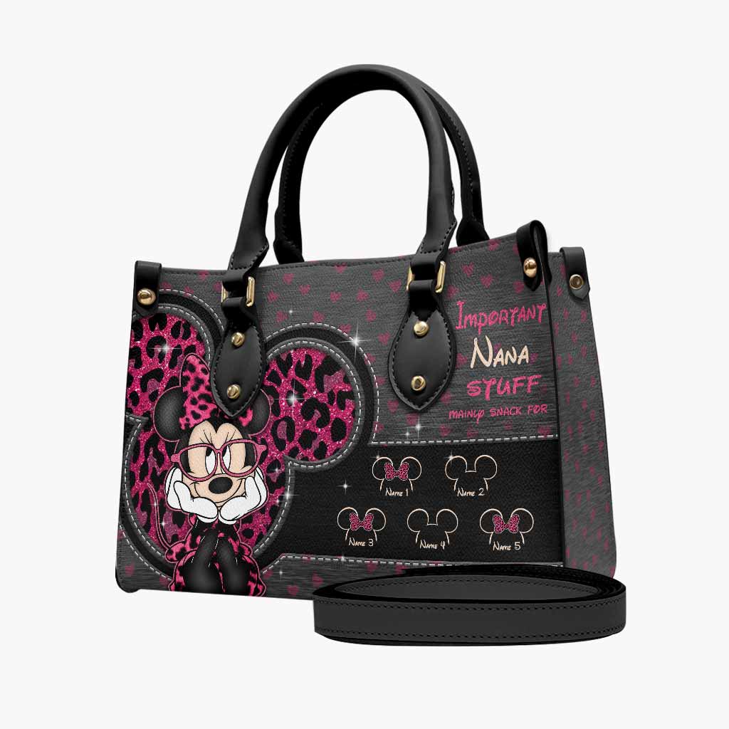 Personalized Leather Handbag for Grandma with Custom Names