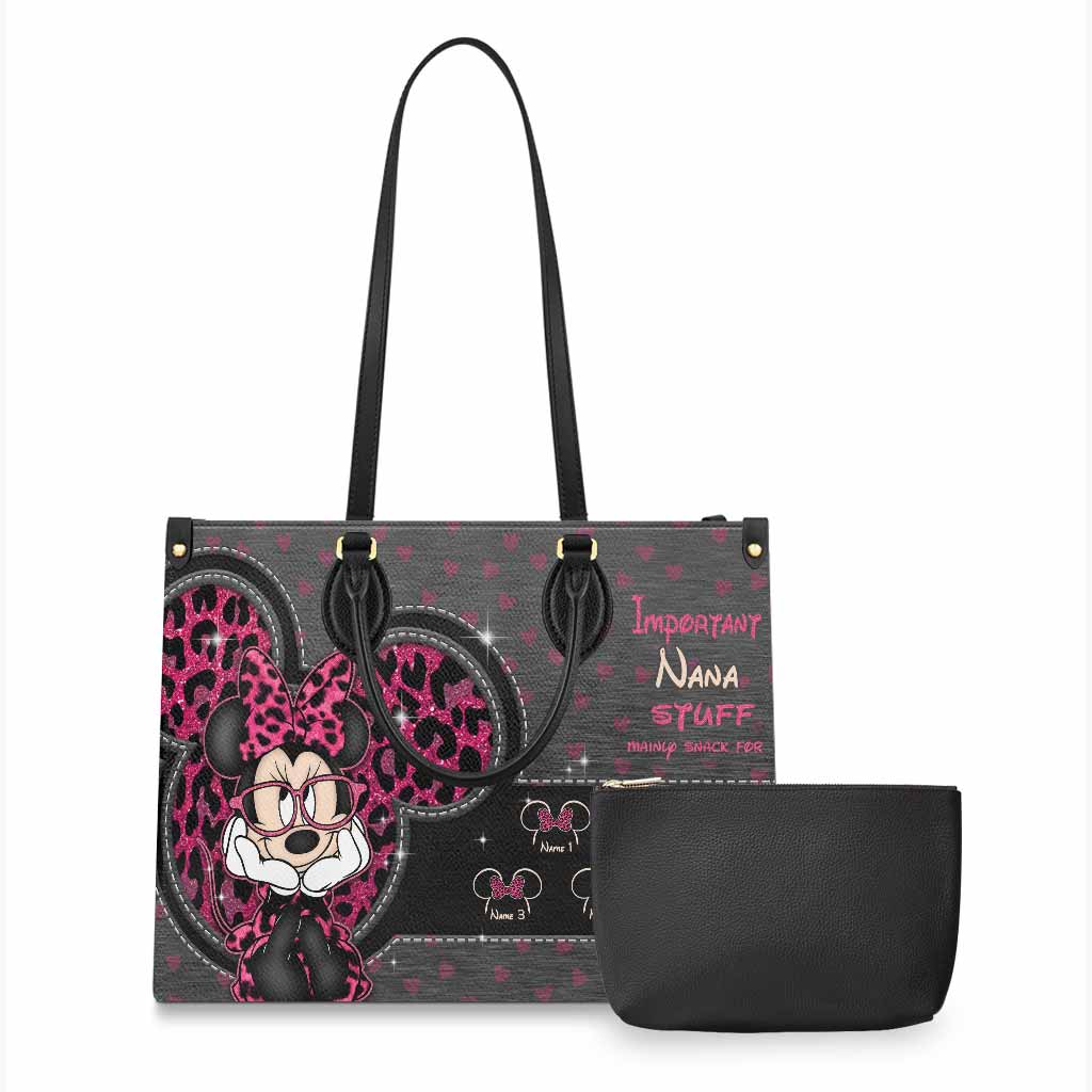 Personalized Leather Handbag for Grandma with Custom Names