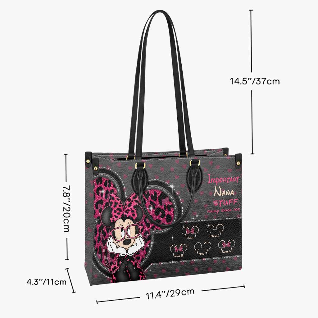 Personalized Leather Handbag for Grandma with Custom Names