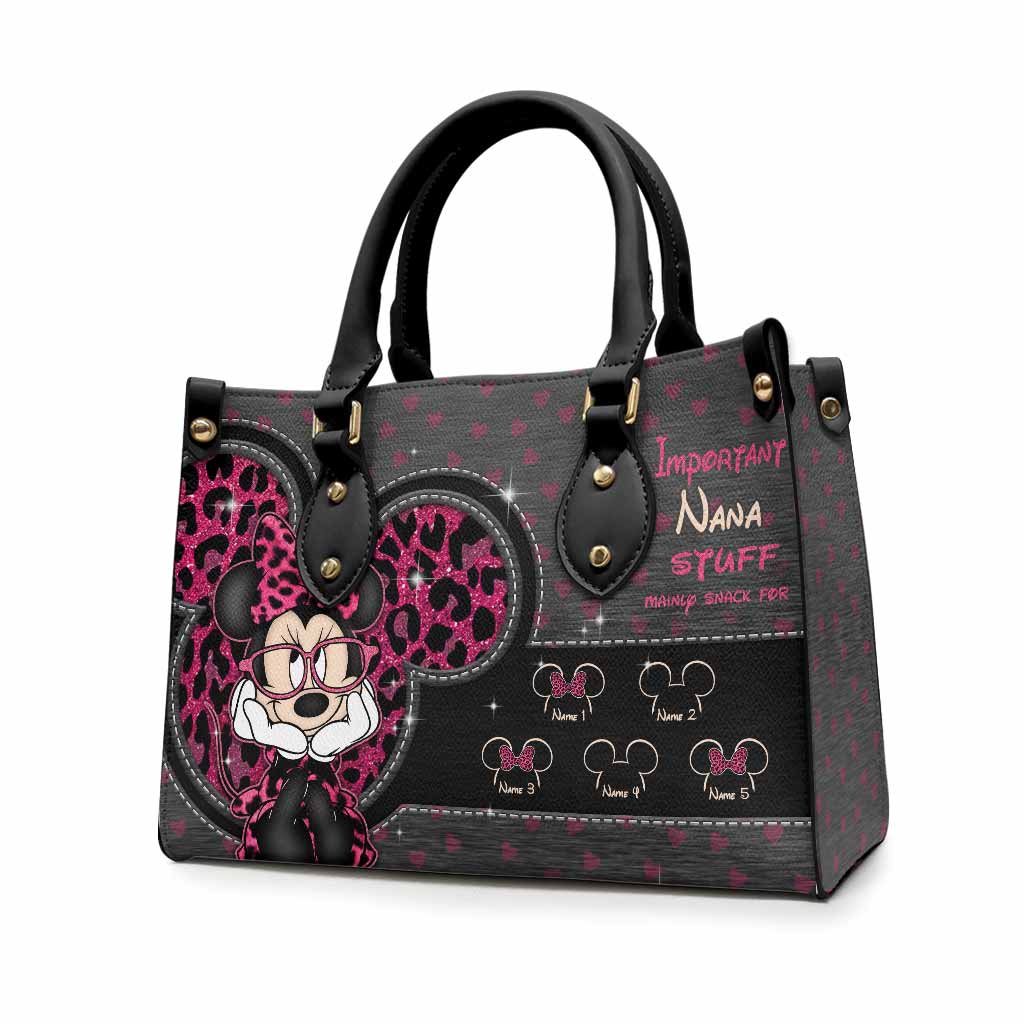 Personalized Leather Handbag for Grandma with Custom Names