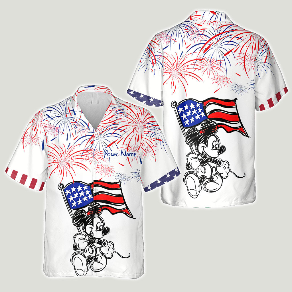 Personalized Independence Day Hawaiian Shirt Custom Name Patriotic Gift