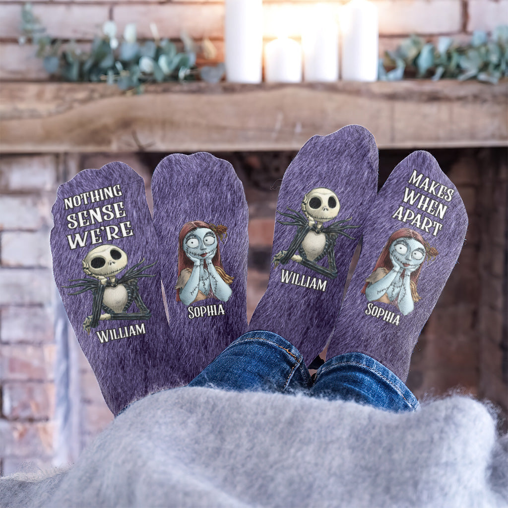 Personalized Nightmare Socks Custom Name Gift for Couples