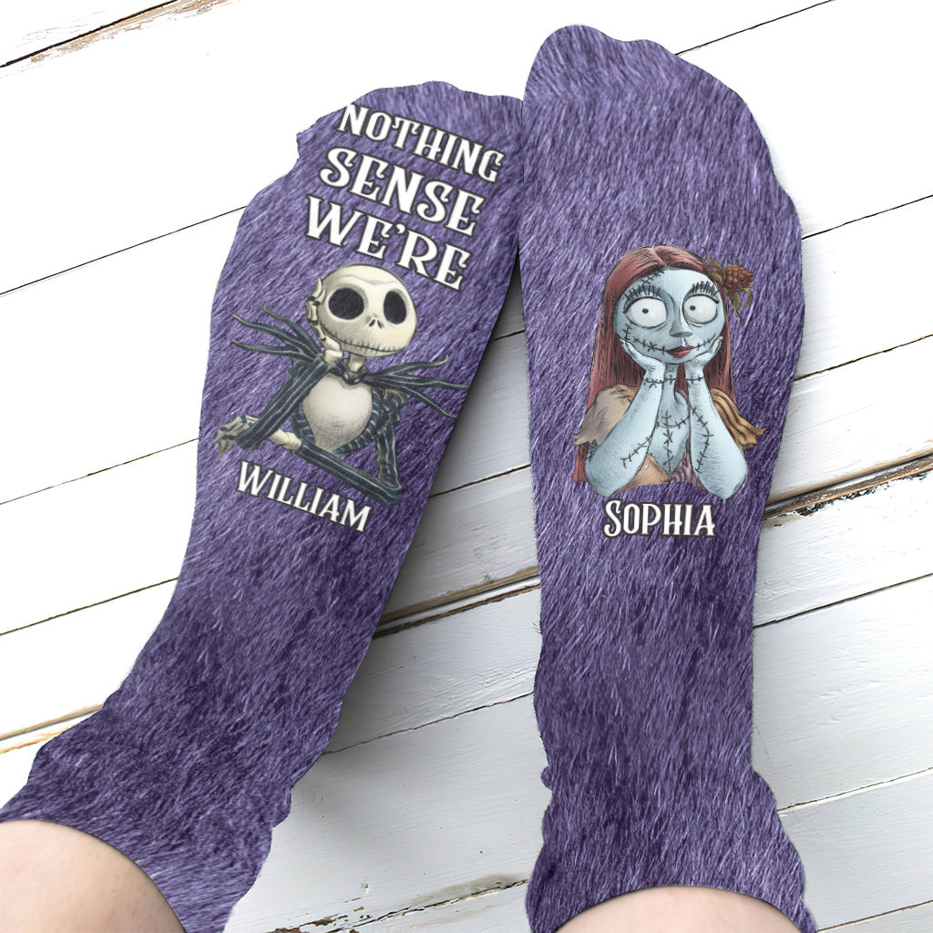 Personalized Nightmare Socks Custom Name Gift for Couples