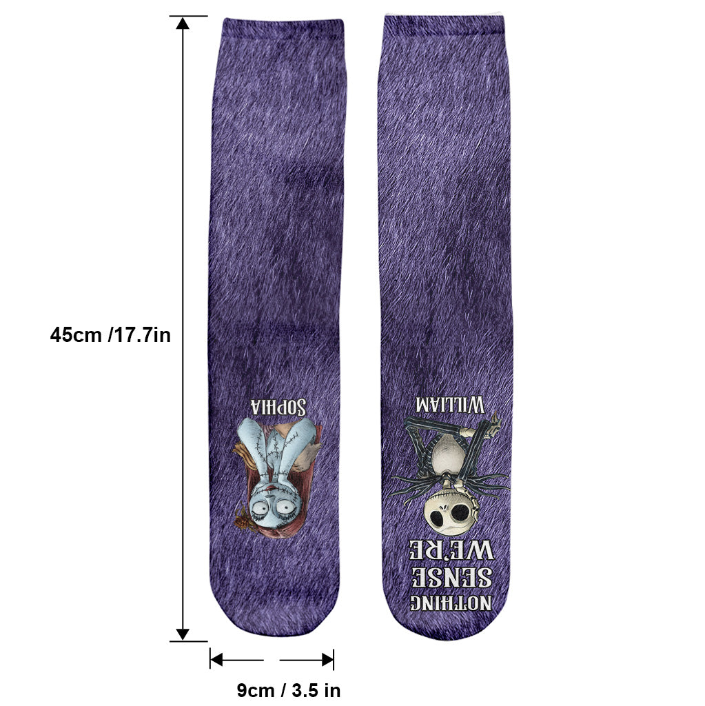Personalized Nightmare Socks Custom Name Gift for Couples
