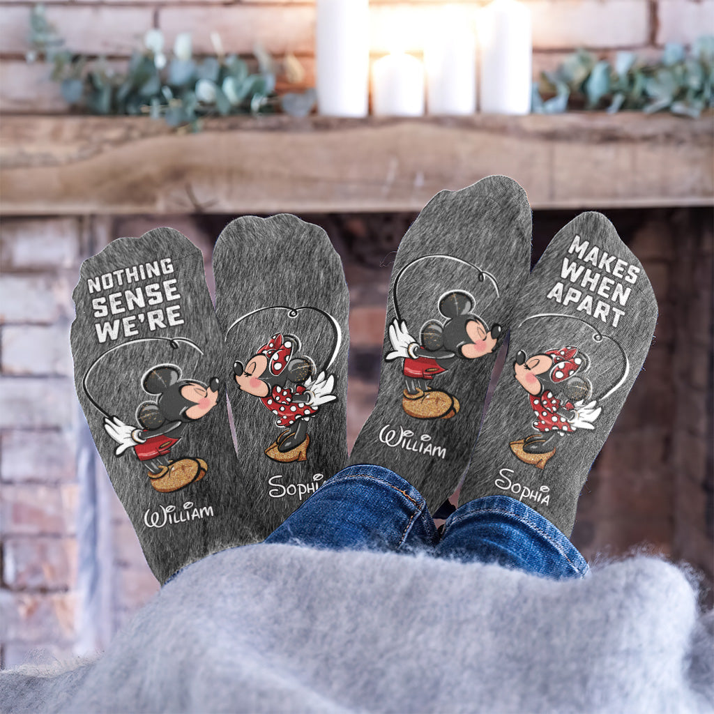 Personalized Couple Mouse Socks Custom Names Gift for Him/Her