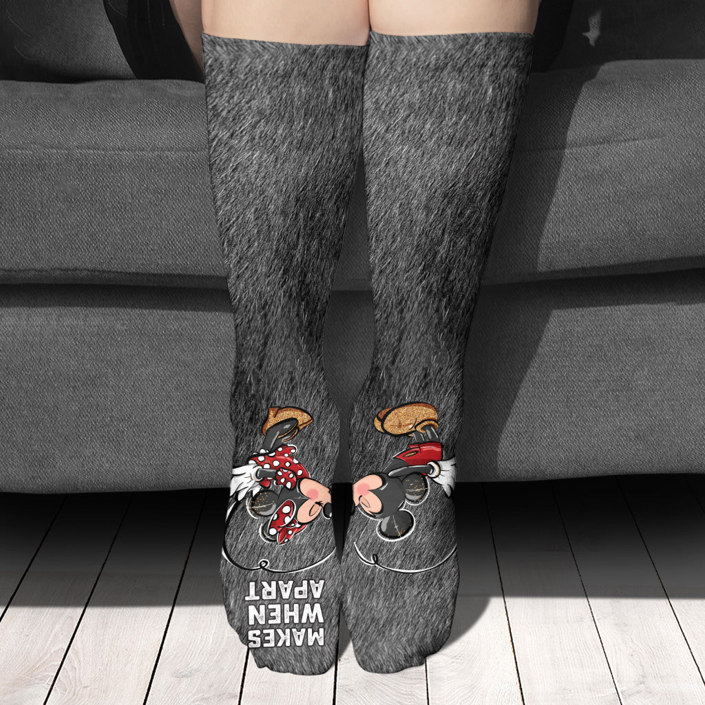 Personalized Couple Mouse Socks Custom Names Gift for Him/Her
