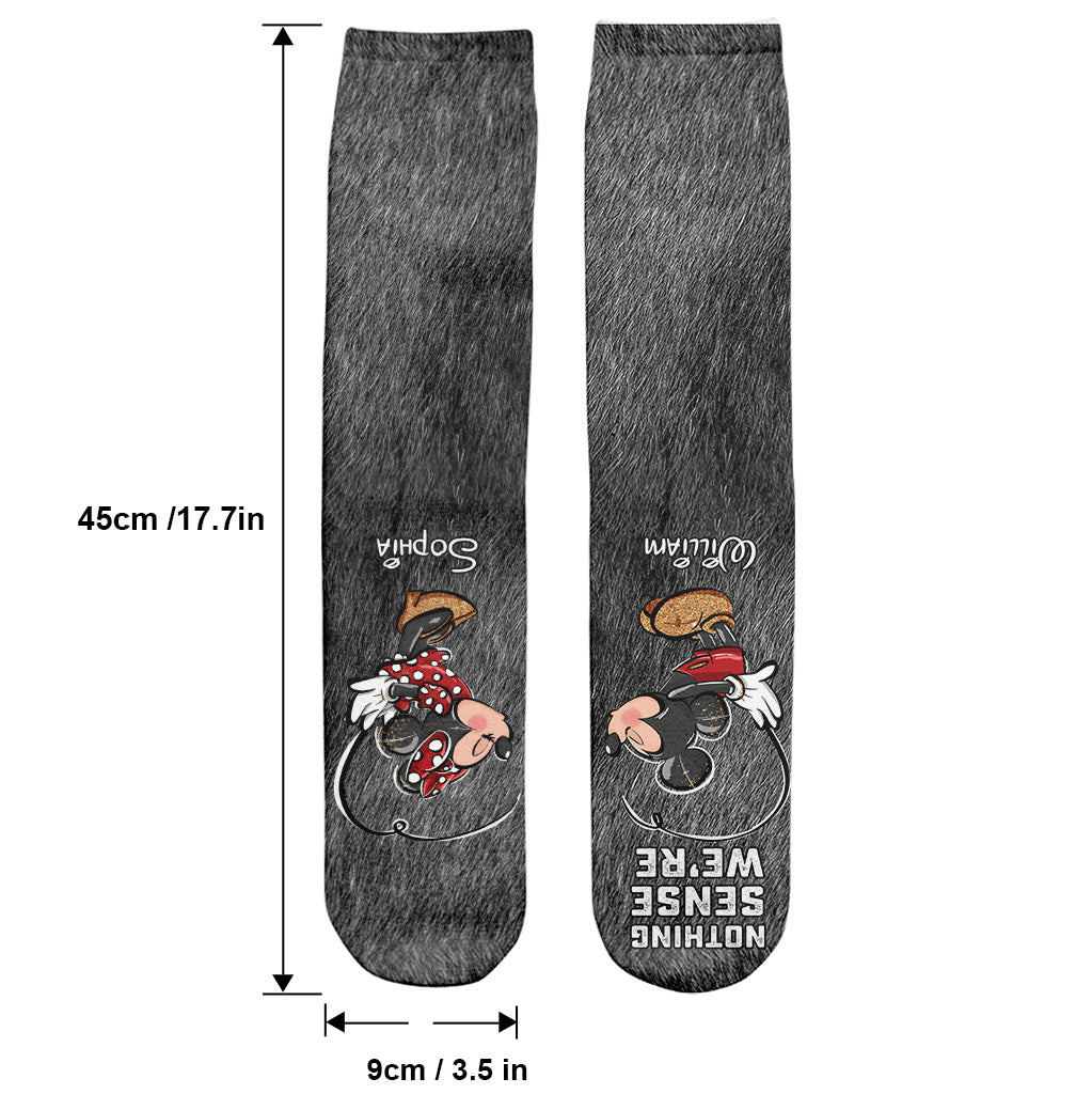 Personalized Couple Mouse Socks Custom Names Gift for Him/Her