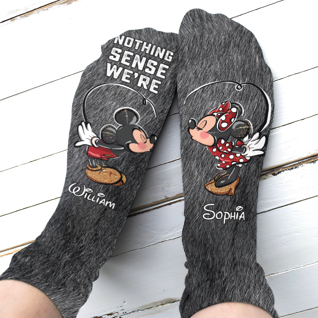 Personalized Couple Mouse Socks Custom Names Gift for Him/Her