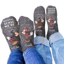 Load image into Gallery viewer, Personalized Couple Mouse Socks Custom Names Gift for Him/Her
