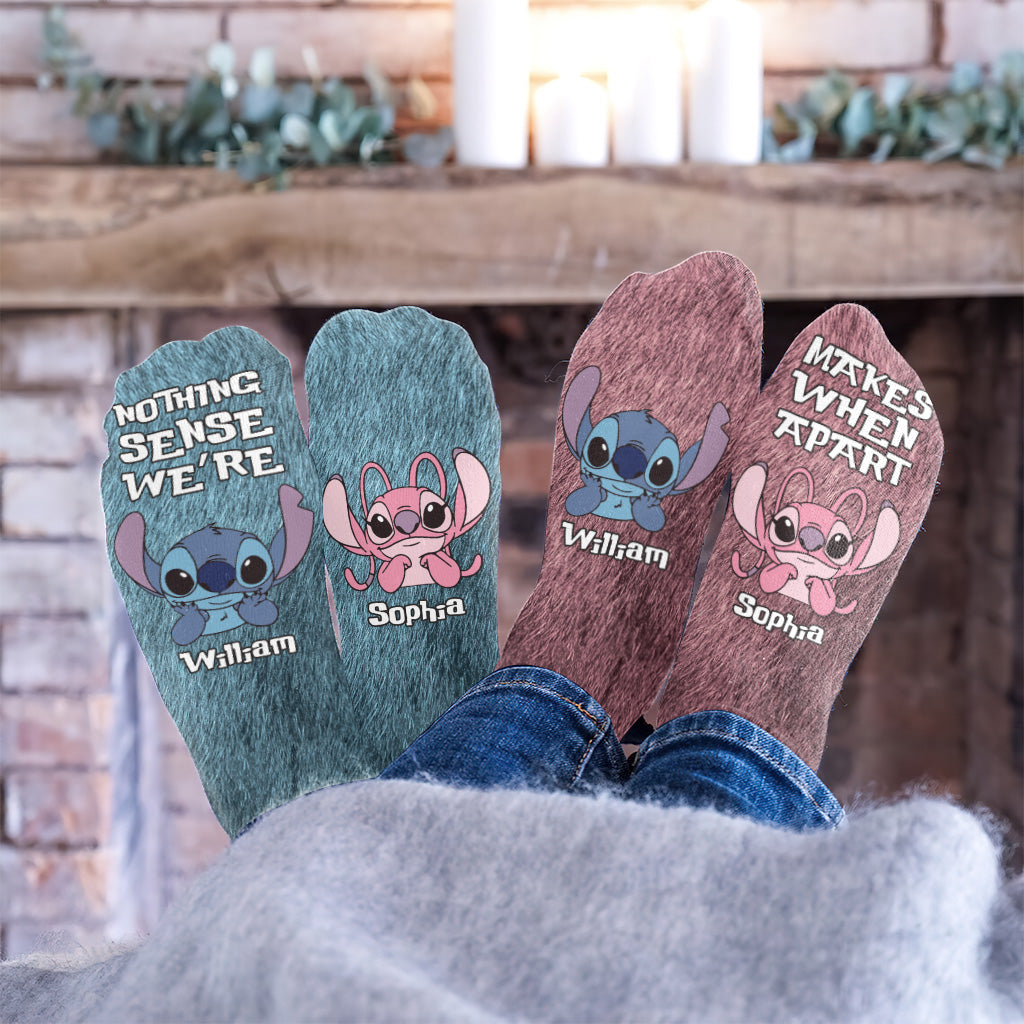 Personalized Ohana Socks Custom Name Gift for Couples